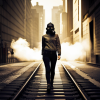3914133824_Woman with gas mask on in a dark alley_xl-beta-v2-2-2